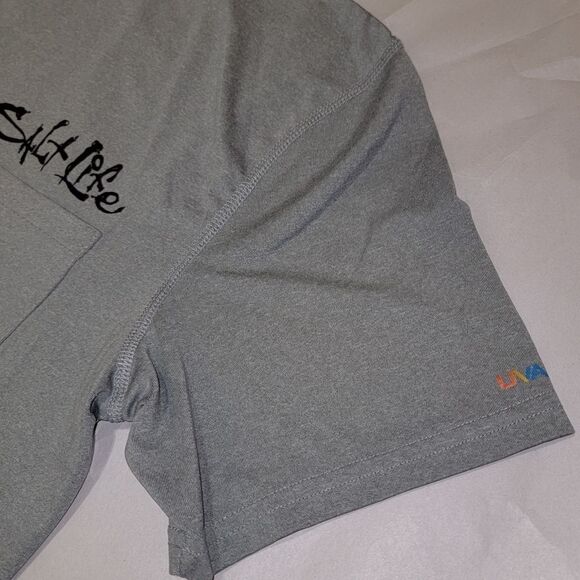 Salt Life Skull and Hook Camo Short Sleeve SLX UV Performance Pocket Tee Size M - Picture 5 of 7